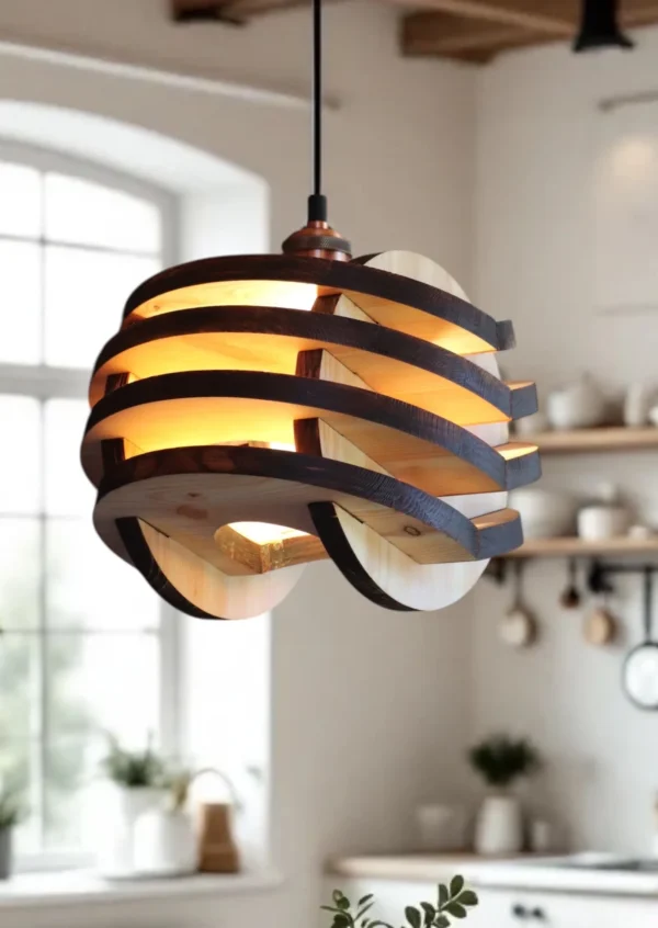 Pendellampe aus Holz